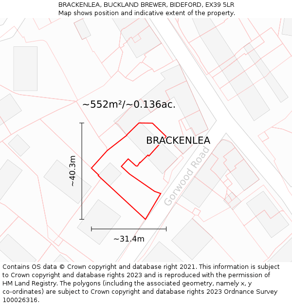 BRACKENLEA, BUCKLAND BREWER, BIDEFORD, EX39 5LR: Plot and title map