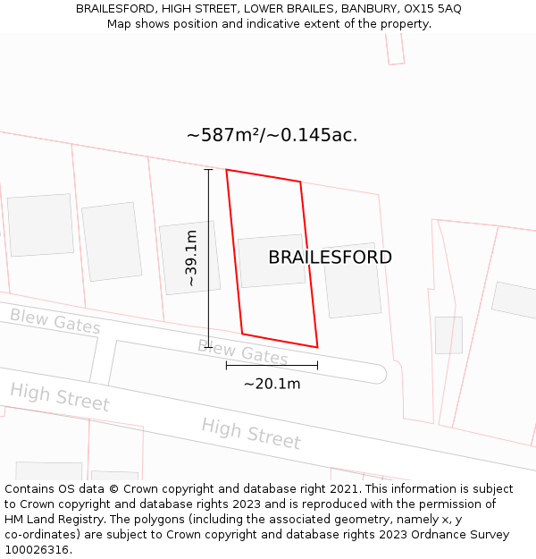 BRAILESFORD, HIGH STREET, LOWER BRAILES, BANBURY, OX15 5AQ: Plot and title map