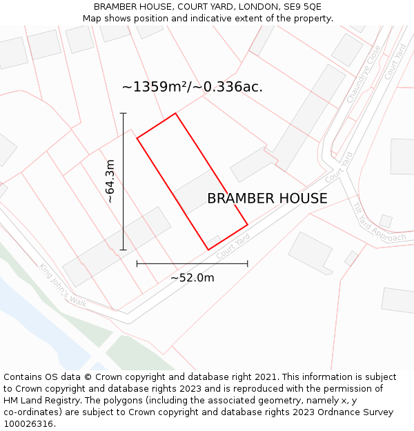 BRAMBER HOUSE, COURT YARD, LONDON, SE9 5QE: Plot and title map