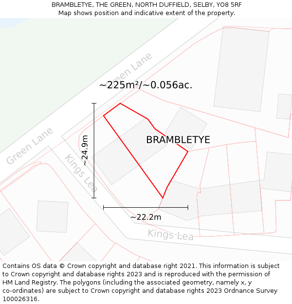 BRAMBLETYE, THE GREEN, NORTH DUFFIELD, SELBY, YO8 5RF: Plot and title map