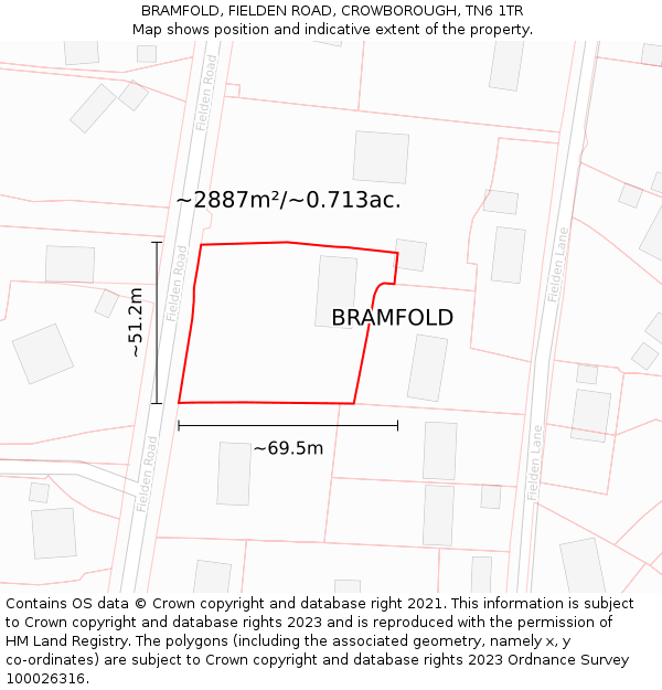 BRAMFOLD, FIELDEN ROAD, CROWBOROUGH, TN6 1TR: Plot and title map