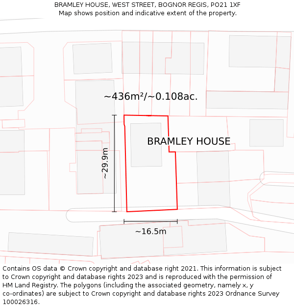 BRAMLEY HOUSE, WEST STREET, BOGNOR REGIS, PO21 1XF: Plot and title map