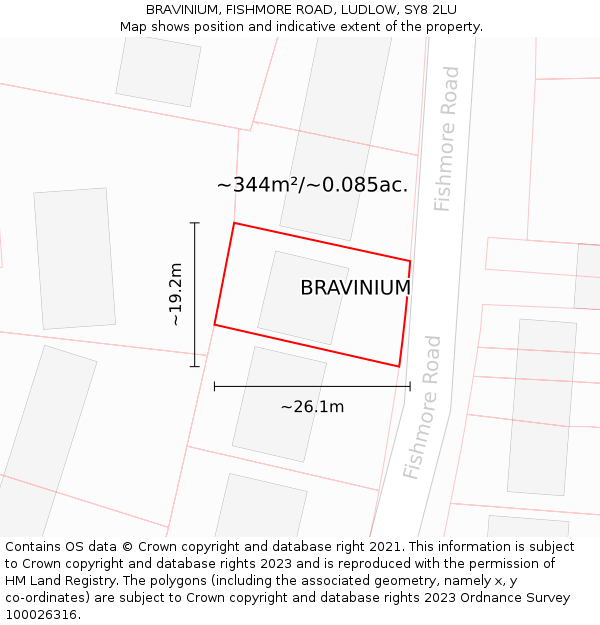 BRAVINIUM, FISHMORE ROAD, LUDLOW, SY8 2LU: Plot and title map