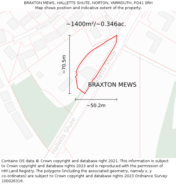 BRAXTON MEWS, HALLETTS SHUTE, NORTON, YARMOUTH, PO41 0RH: Plot and title map