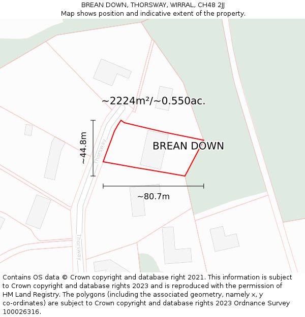 BREAN DOWN, THORSWAY, WIRRAL, CH48 2JJ: Plot and title map