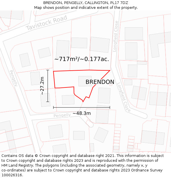 BRENDON, PENGELLY, CALLINGTON, PL17 7DZ: Plot and title map