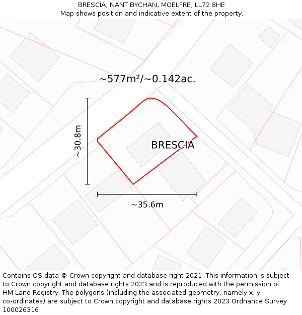 BRESCIA, NANT BYCHAN, MOELFRE, LL72 8HE: Plot and title map