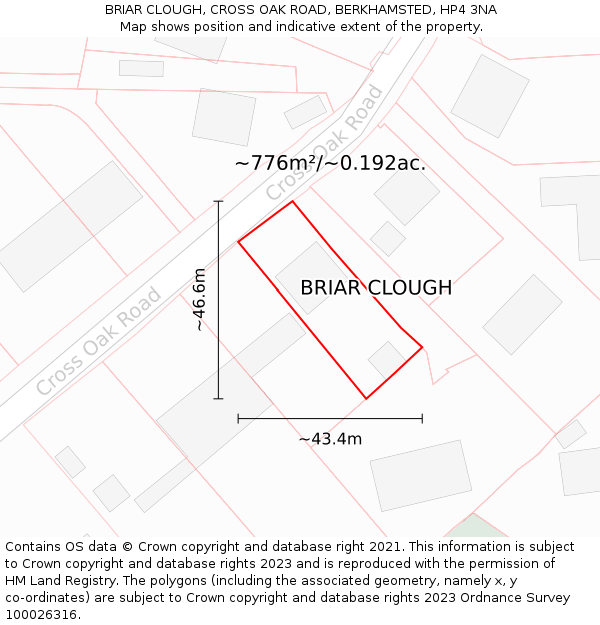 BRIAR CLOUGH, CROSS OAK ROAD, BERKHAMSTED, HP4 3NA: Plot and title map