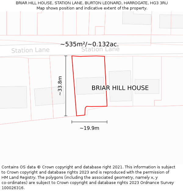 BRIAR HILL HOUSE, STATION LANE, BURTON LEONARD, HARROGATE, HG3 3RU: Plot and title map