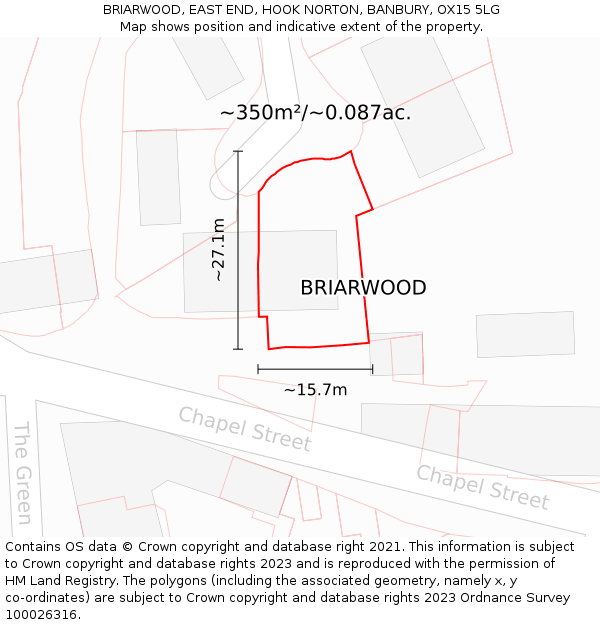 BRIARWOOD, EAST END, HOOK NORTON, BANBURY, OX15 5LG: Plot and title map