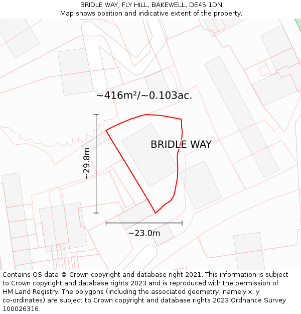 BRIDLE WAY, FLY HILL, BAKEWELL, DE45 1DN: Plot and title map