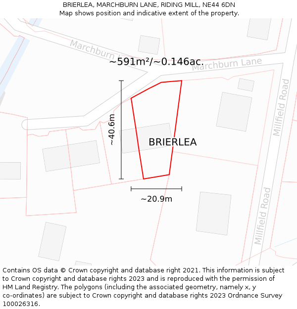 BRIERLEA, MARCHBURN LANE, RIDING MILL, NE44 6DN: Plot and title map