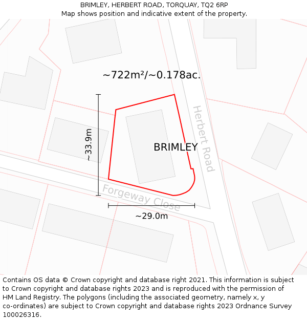 BRIMLEY, HERBERT ROAD, TORQUAY, TQ2 6RP: Plot and title map