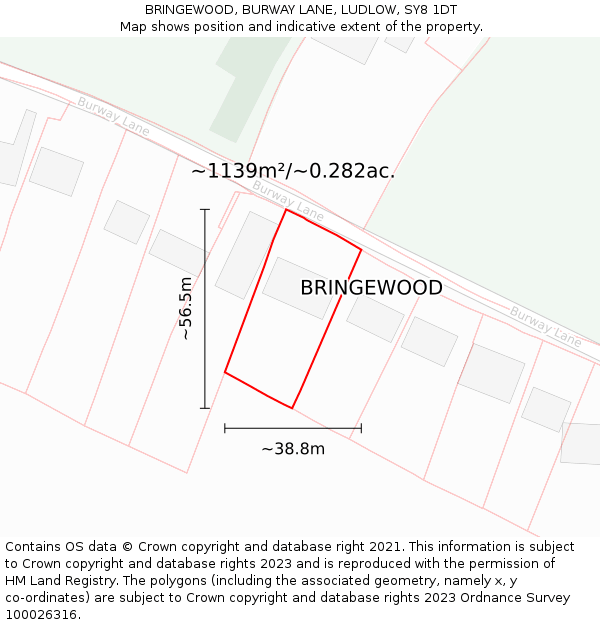 BRINGEWOOD, BURWAY LANE, LUDLOW, SY8 1DT: Plot and title map