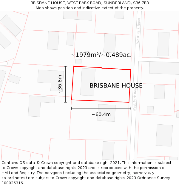 BRISBANE HOUSE, WEST PARK ROAD, SUNDERLAND, SR6 7RR: Plot and title map