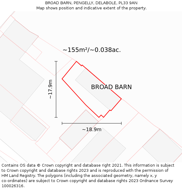 BROAD BARN, PENGELLY, DELABOLE, PL33 9AN: Plot and title map