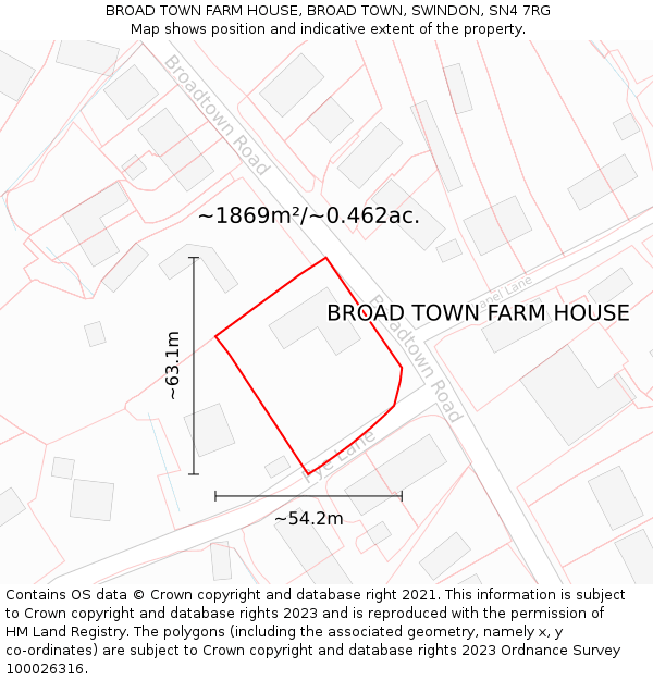 BROAD TOWN FARM HOUSE, BROAD TOWN, SWINDON, SN4 7RG: Plot and title map