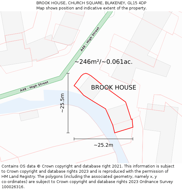 BROOK HOUSE, CHURCH SQUARE, BLAKENEY, GL15 4DP: Plot and title map