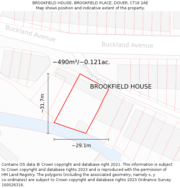 BROOKFIELD HOUSE, BROOKFIELD PLACE, DOVER, CT16 2AE: Plot and title map