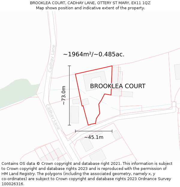BROOKLEA COURT, CADHAY LANE, OTTERY ST MARY, EX11 1QZ: Plot and title map