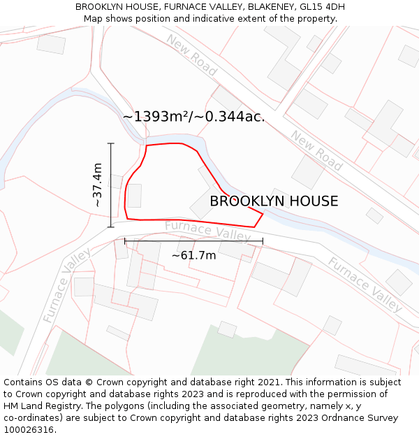 BROOKLYN HOUSE, FURNACE VALLEY, BLAKENEY, GL15 4DH: Plot and title map