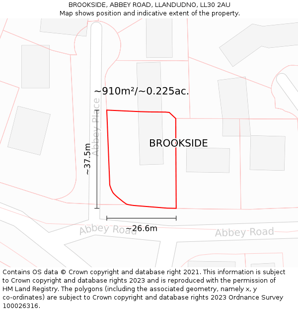 BROOKSIDE, ABBEY ROAD, LLANDUDNO, LL30 2AU: Plot and title map