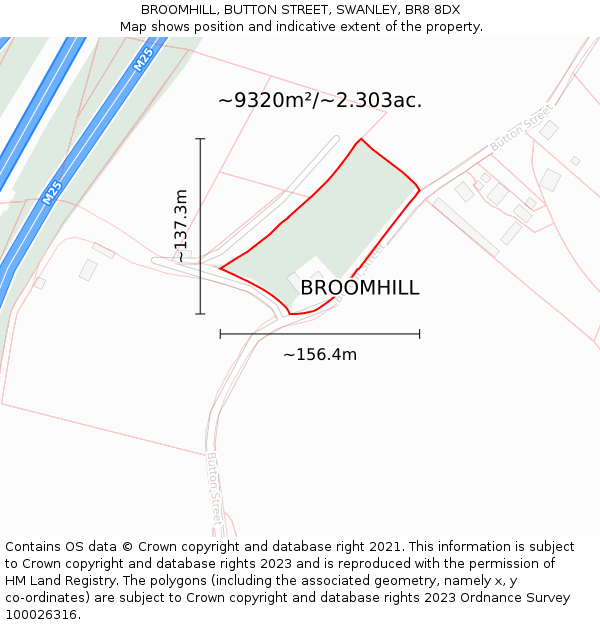 BROOMHILL, BUTTON STREET, SWANLEY, BR8 8DX: Plot and title map