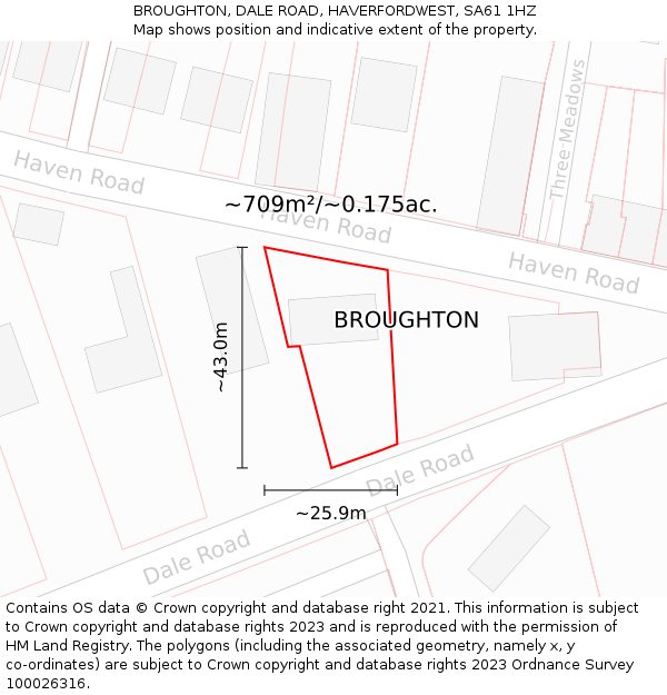 BROUGHTON, DALE ROAD, HAVERFORDWEST, SA61 1HZ: Plot and title map