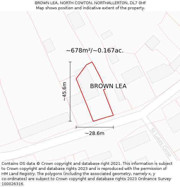 BROWN LEA, NORTH COWTON, NORTHALLERTON, DL7 0HF: Plot and title map