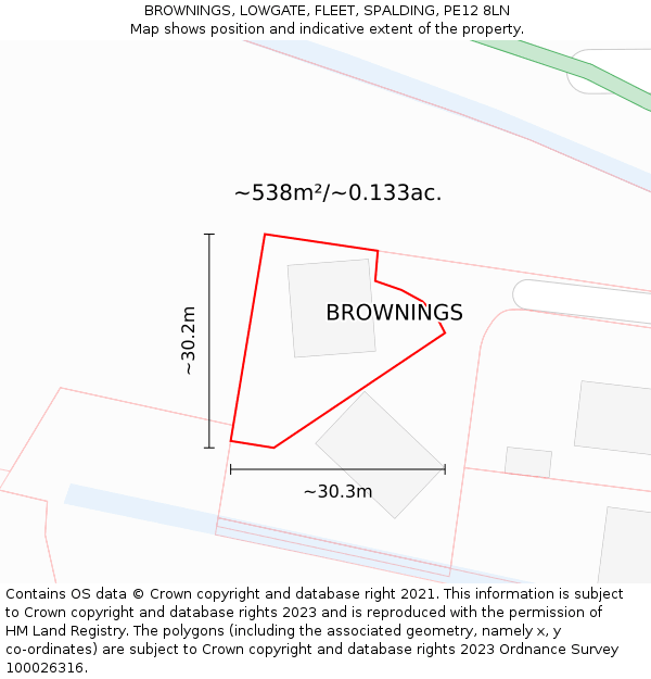 BROWNINGS, LOWGATE, FLEET, SPALDING, PE12 8LN: Plot and title map