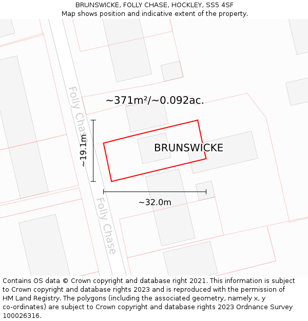 BRUNSWICKE, FOLLY CHASE, HOCKLEY, SS5 4SF: Plot and title map