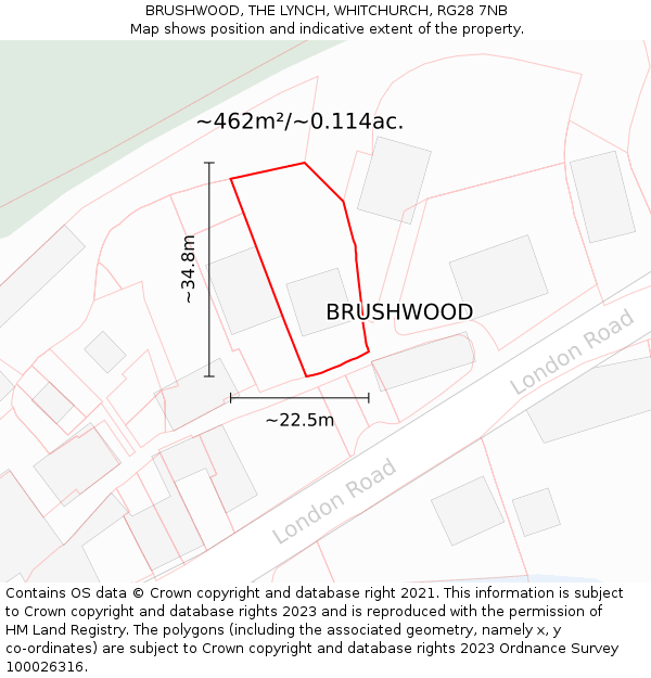 BRUSHWOOD, THE LYNCH, WHITCHURCH, RG28 7NB: Plot and title map