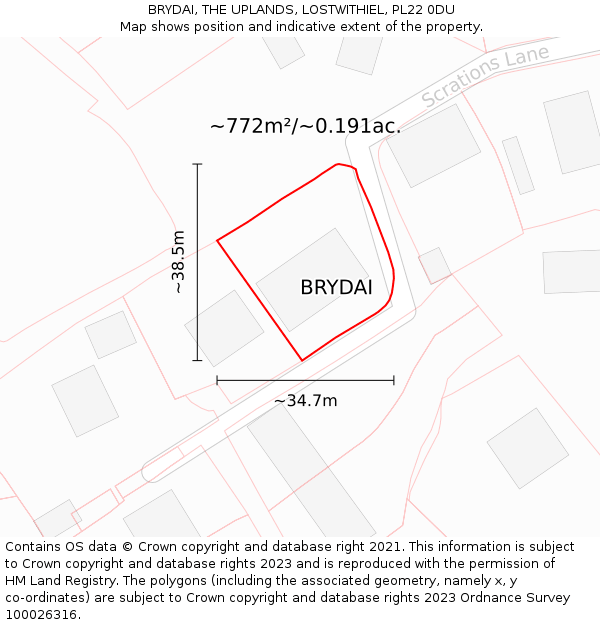 BRYDAI, THE UPLANDS, LOSTWITHIEL, PL22 0DU: Plot and title map