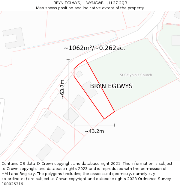 BRYN EGLWYS, LLWYNGWRIL, LL37 2QB: Plot and title map