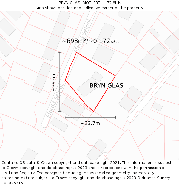 BRYN GLAS, MOELFRE, LL72 8HN: Plot and title map