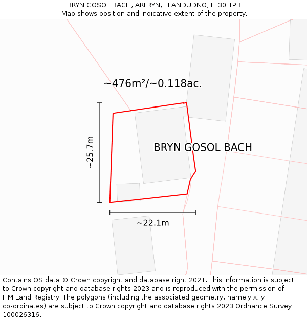 BRYN GOSOL BACH, ARFRYN, LLANDUDNO, LL30 1PB: Plot and title map