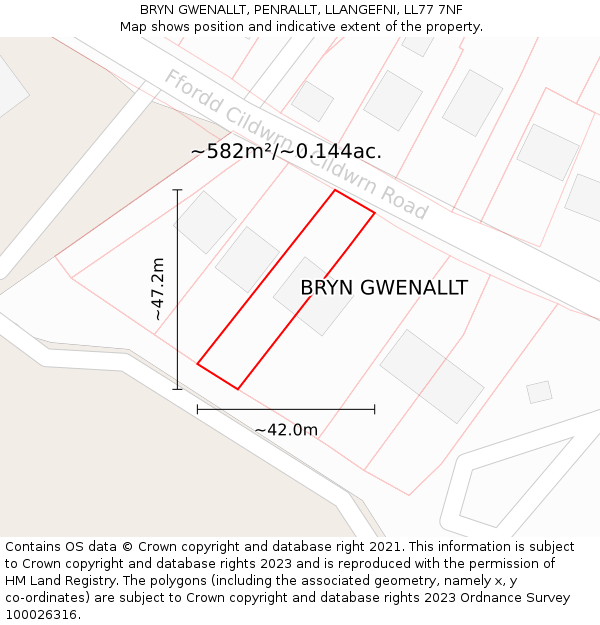 BRYN GWENALLT, PENRALLT, LLANGEFNI, LL77 7NF: Plot and title map