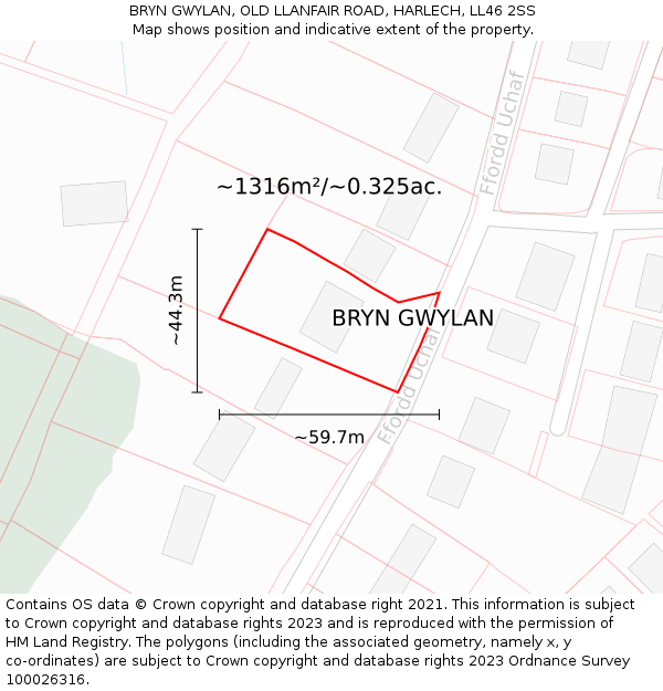 BRYN GWYLAN, OLD LLANFAIR ROAD, HARLECH, LL46 2SS: Plot and title map