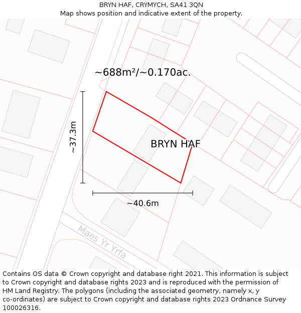 BRYN HAF, CRYMYCH, SA41 3QN: Plot and title map