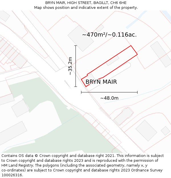 BRYN MAIR, HIGH STREET, BAGILLT, CH6 6HE: Plot and title map