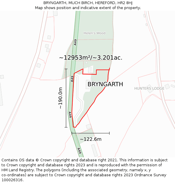 BRYNGARTH, MUCH BIRCH, HEREFORD, HR2 8HJ: Plot and title map