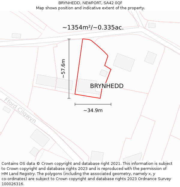 BRYNHEDD, NEWPORT, SA42 0QF: Plot and title map