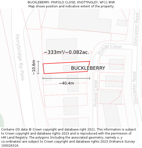 BUCKLEBERRY, PINFOLD CLOSE, KNOTTINGLEY, WF11 8NR: Plot and title map