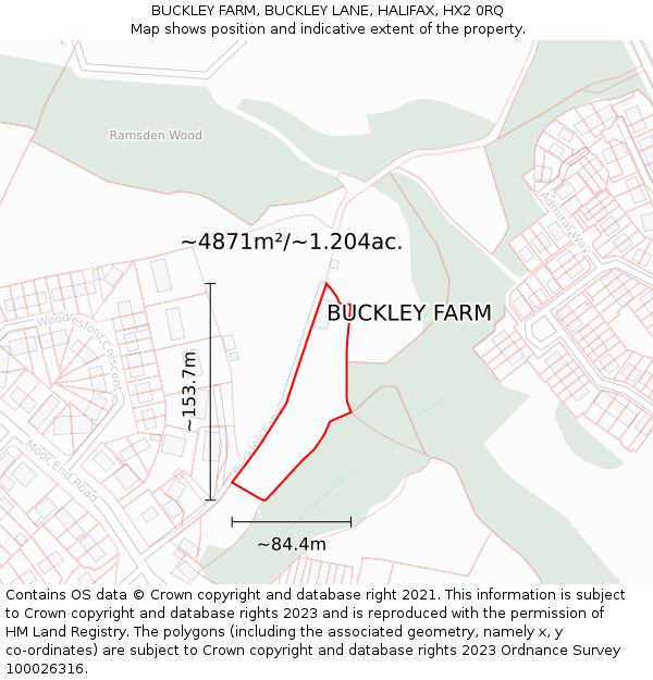 BUCKLEY FARM, BUCKLEY LANE, HALIFAX, HX2 0RQ: Plot and title map