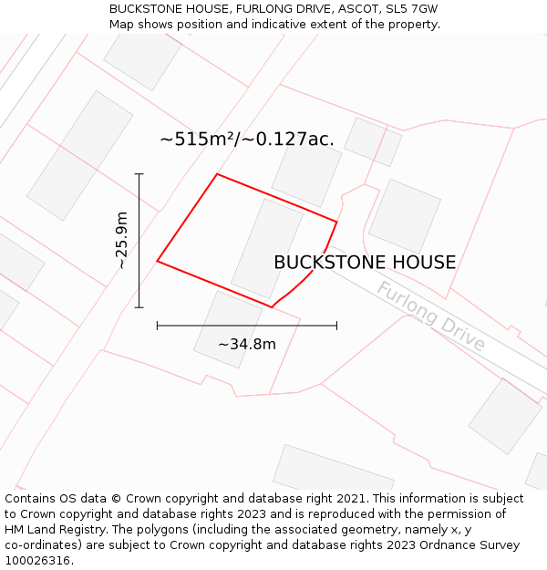 BUCKSTONE HOUSE, FURLONG DRIVE, ASCOT, SL5 7GW: Plot and title map