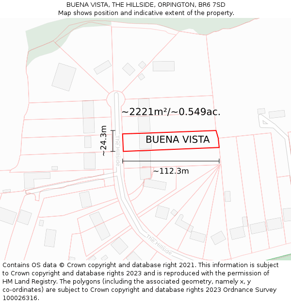 BUENA VISTA, THE HILLSIDE, ORPINGTON, BR6 7SD: Plot and title map