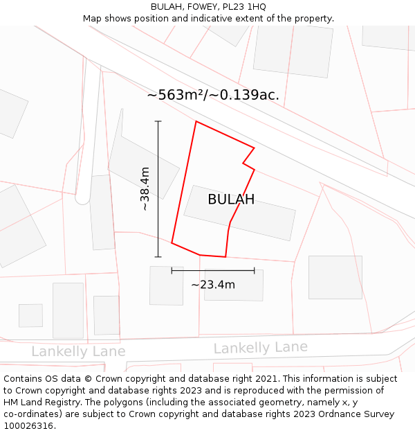 BULAH, FOWEY, PL23 1HQ: Plot and title map