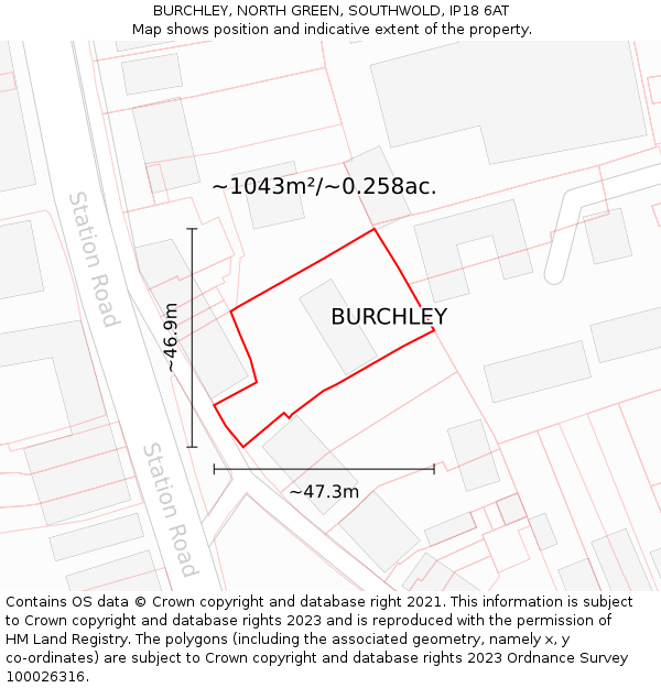 BURCHLEY, NORTH GREEN, SOUTHWOLD, IP18 6AT: Plot and title map