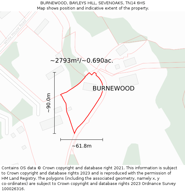 BURNEWOOD, BAYLEYS HILL, SEVENOAKS, TN14 6HS: Plot and title map