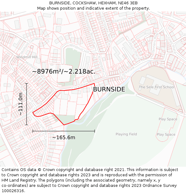 BURNSIDE, COCKSHAW, HEXHAM, NE46 3EB: Plot and title map